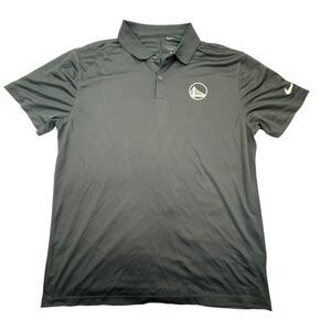 Golden State Warriors Nike Polo Shirt Mens L Black Dri Fit Short Sleeve Collar